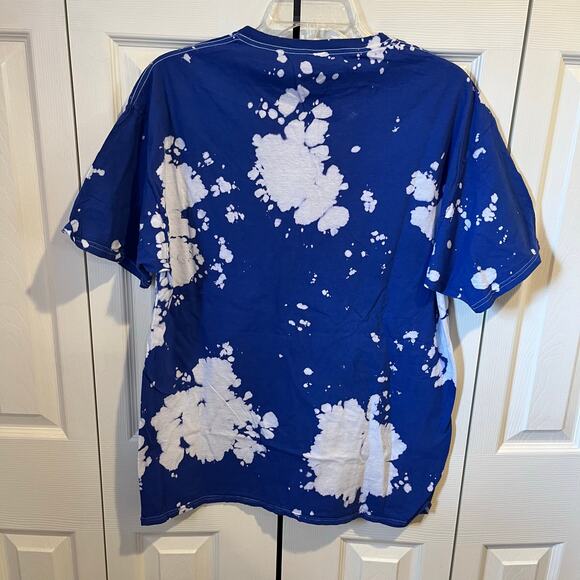 Def Leppard Hysteria Neon Band Tee Bleach Tie Dye Blue White Medium NWOT - Picture 2 of 5